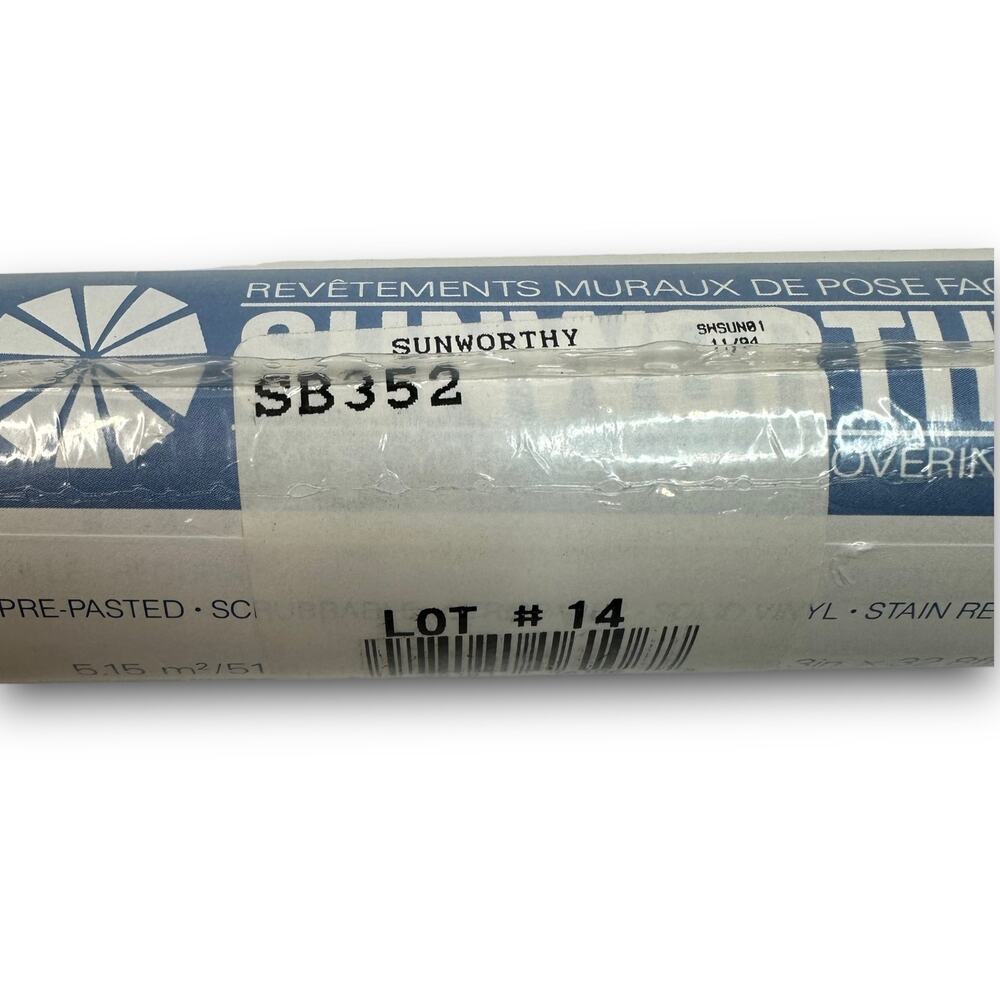 VTG 1994 Unused Sunworthy Solid Vinyl Floral Wallpaper SB352 Double Roll 55 SqFt - Picture 4 of 5